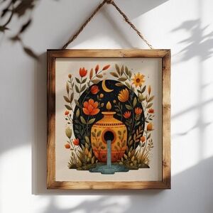 Aquarius Art Print Mexican Folklorico Zodiac Sign Birthday Decor Constellation